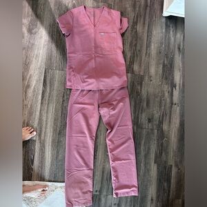 XS pink figs scrub set